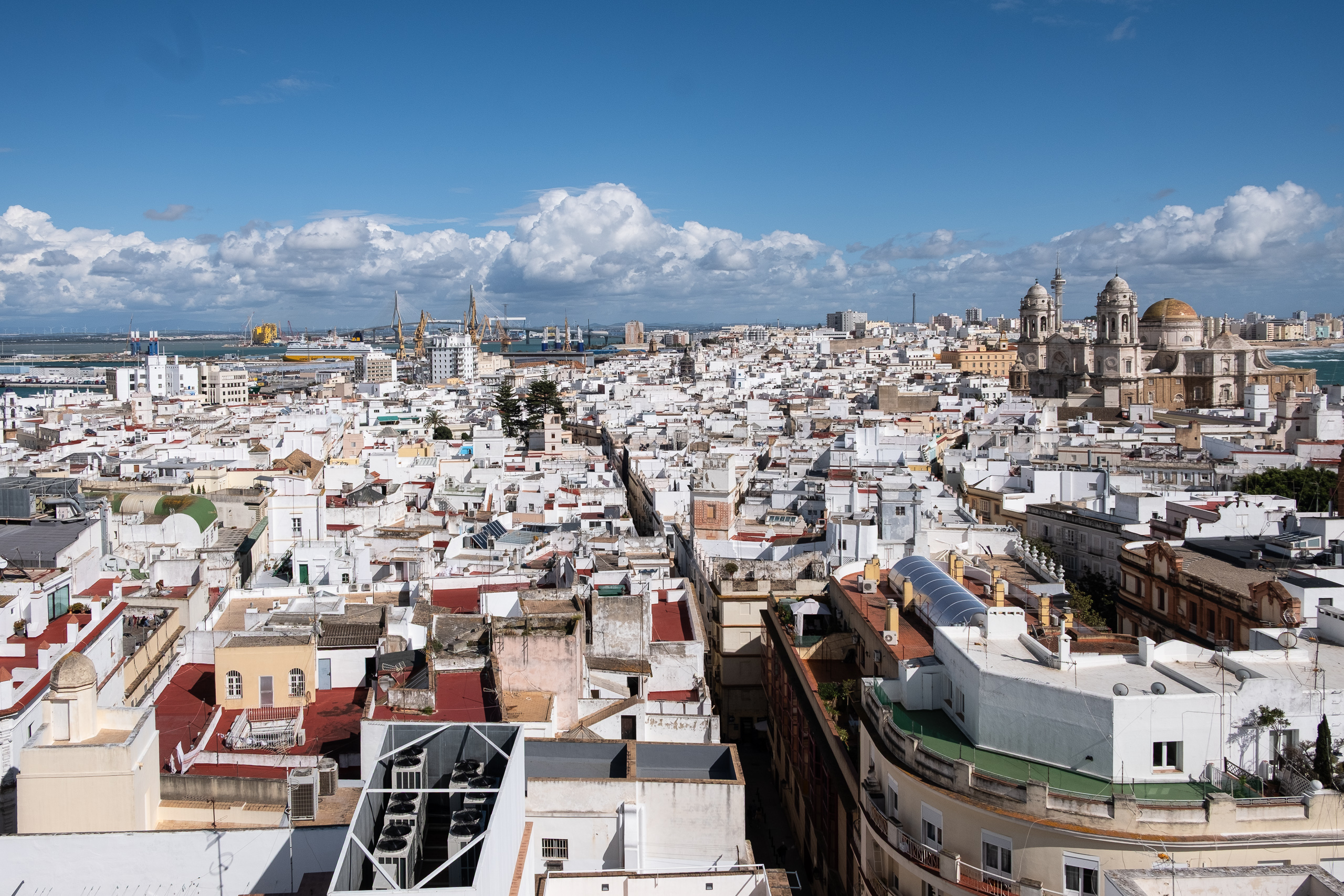 Panoramablick von der Torre de Tavira – Richtung Hafen und Kathedrale